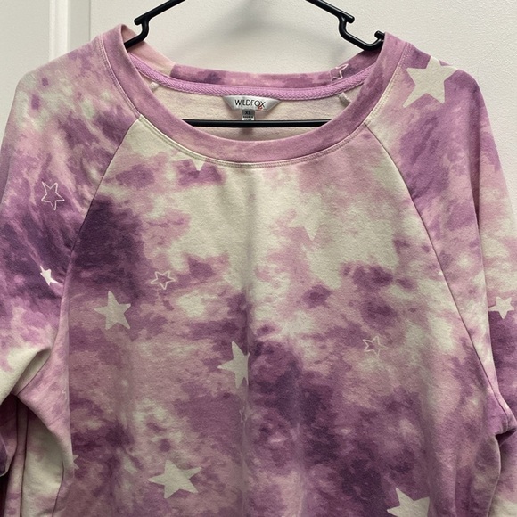 Wildfox Tie-dye Star Print Lounge Sweatshirt Purple White Size XL Woman’s - Picture 4 of 10